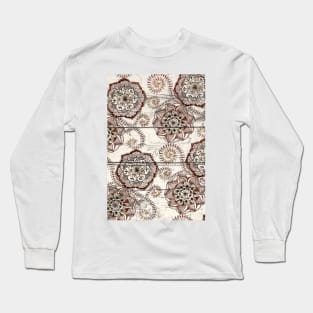 Coffee & Cocoa - brown & cream floral doodles on wood Long Sleeve T-Shirt